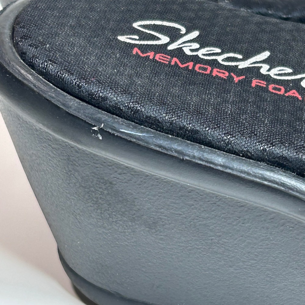Skechers Rumblers Hotshot Wedge Sandals Womens 10 Black Rhinestone Comfort Bling - Picture 8 of 11